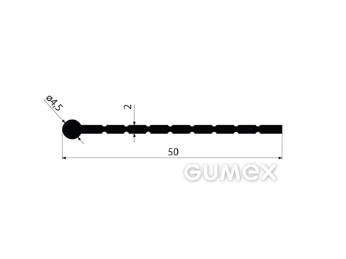 "I" Gummiprofil mit Rillen, 50x4,5/2mm, 70°ShA, EPDM, -40°C/+100°C, schwarz, 